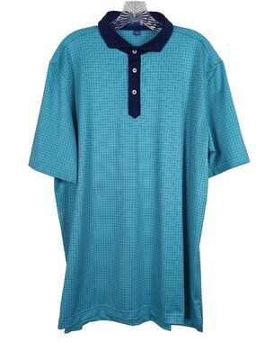 Stitch Golf Polo Shirt Mens Large Blue Geometric Performance Jersey Stretch
